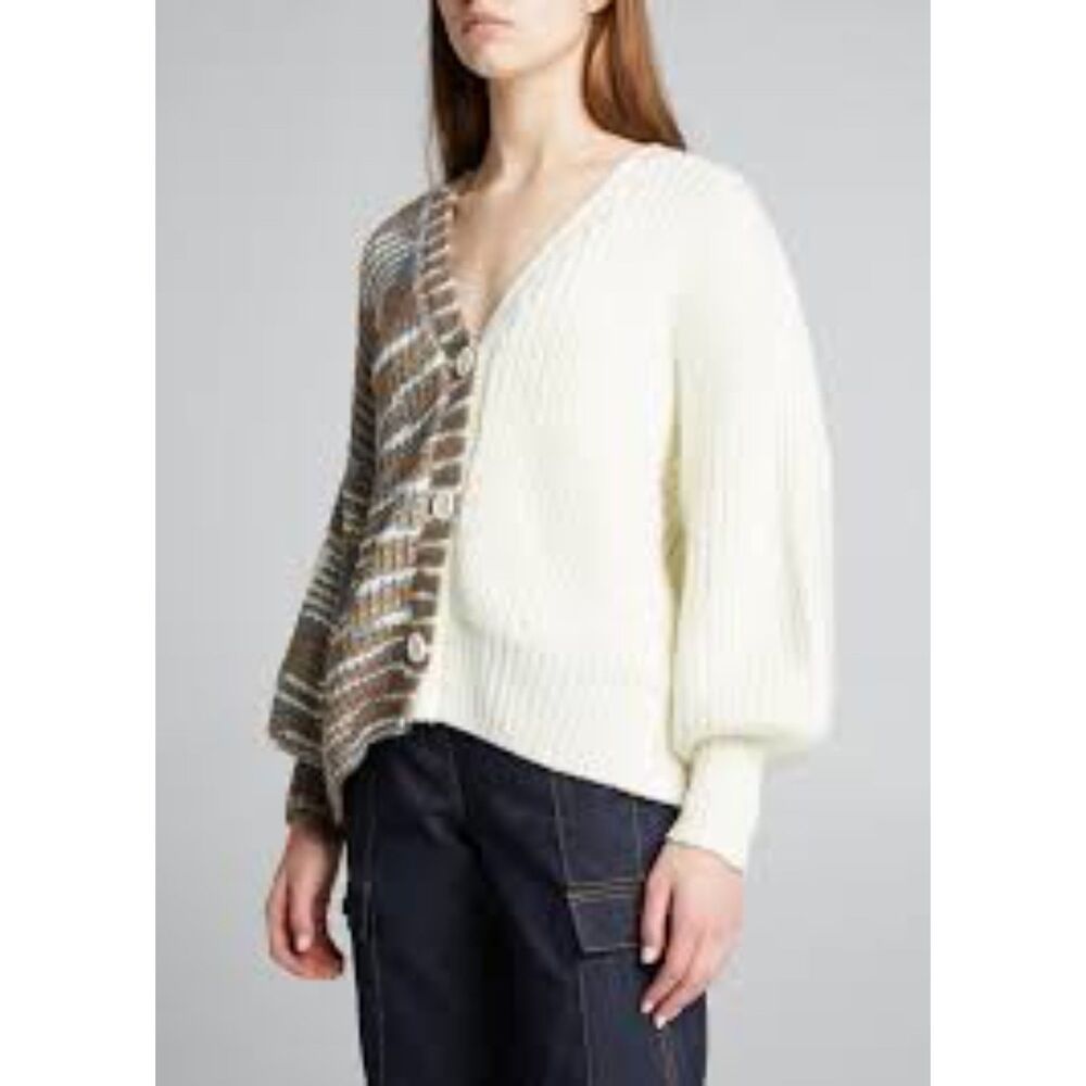 Cinq a Sept Striped V-Neck Sweater Womens Medium